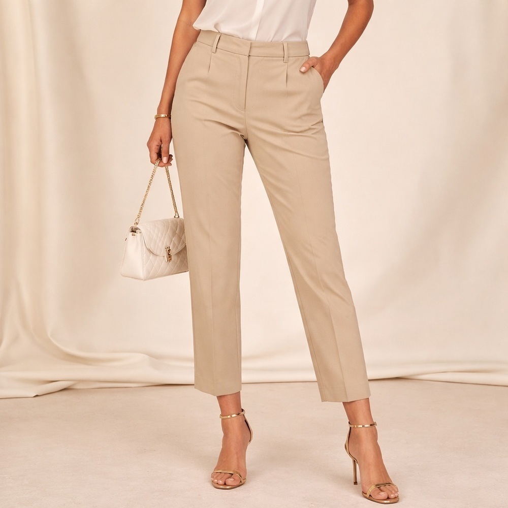 Chic Beige Women's Cropped Pants